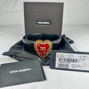 Dolce & Gabbana Devotion Sacred Heart Leather Belt – 85 cm – NWT